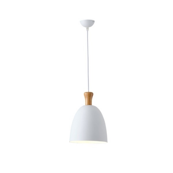 Imagine Lumină suspendată metal-lemn rotund unică 1xE27 max 15W Ø230x1370mm alb-lemn Arte Illumina Simplo