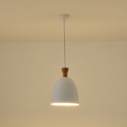 Imagine Lumină suspendată metal-lemn rotund unică 1xE27 max 15W Ø230x1370mm alb-lemn Arte Illumina Simplo