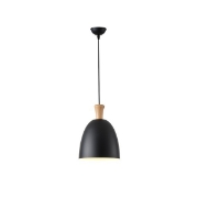 Imagine Lampa suspendată metal-lemn rotund cu un singur corp de iluminat 1xE27 Max 15W D230x1370mm negru-lemn Arte Illumina Simplo