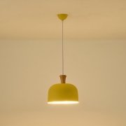 Imagine Lampa suspendată metal-lemn rotund cu un singur corp de iluminat 1xE27 max 15W 270x1300mm galben-lemn Arte Illumina Smooth