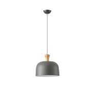 Imagine Lumină suspendată metal-lemn rotund unică 1xE27 max 15W Ø270x1300mm gri-lemn Arte Illumina Smooth