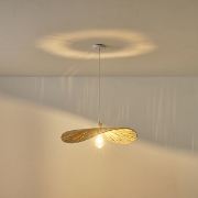 Imagine Lumină suspendată din bambus, un singur corp de iluminat 1XE27 Max 15W Ø550X1360mm crem Arte Illumina Oasis