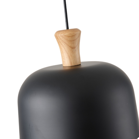 Imagine Lampa suspendată metal-lemn rotund cu un singur corp de iluminat 1xE27 max 15W Ø270X1300mm negru-lemn Arte Illumina Smooth