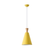 Imagine Lumină suspendată metal-lemn cu un singur corp 1X27 Max 15W Ø200X1380mm galben-lemn Arte Illumina Opaco