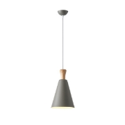 Imagine Lampa suspendată metal-lemn cu un singur corp de iluminat 1xE27 Max 15W Ø200X1380mm gri-lemn Arte Illumina Opaco
