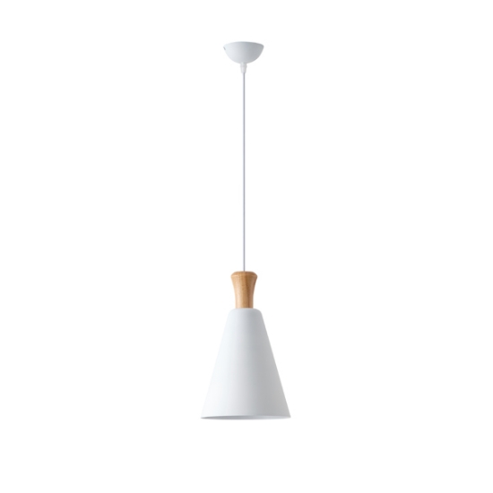 Imagine Lustră metal-lemn cu un singur corp 1xE27 Max 15W Ø200X1380mm alb-lemn Arte Illumina Opaco