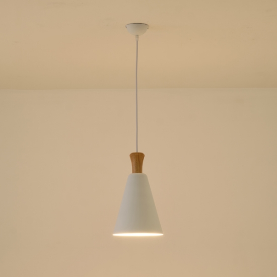 Imagine Lustră metal-lemn cu un singur corp 1xE27 Max 15W Ø200X1380mm alb-lemn Arte Illumina Opaco