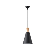 Imagine Lumină suspendată metal-lemn unică 1xE27 max 15W Ø200x1380mm negru-lemn Arte Illumina Opaco