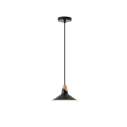 Imagine Lumină suspendată metal-lemn cu un singur corp 1xE27 max 15W Ø180x1140mm negru-lemn Arte Illumina Chroma