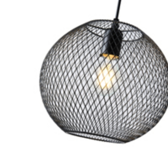 Imagine Lampa suspendată metalică cu un singur corp 1XE27 Max 15W Ø350X1360mm neagră Arte Illumina Mesh