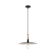 Imagine Lampa suspendată metal-lemn cu un singur corp de iluminat 1XE27 max 15W Ø350X1250mm negru-lemn Arte Illumina Essential