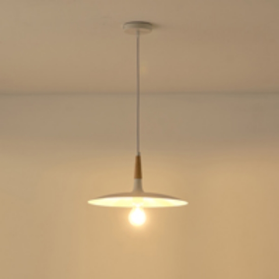 Imagine Lampa suspendată metal-lemn cu un singur corp de iluminat 527 Max 15W 350X1250mm alb-lemn Arte Illumina Essential