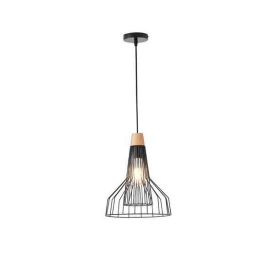 Imagine Lampa suspendată metalică cu un singur corp de iluminat 1XE27 Max 15W Ø260X1240mm Neagră Arte Illumina Tassel