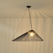 Imagine Lampa suspendată metalică cu un singur corp 1XE27 Max 15W Ø800X1360mm Neagră Arte Illumina RAY