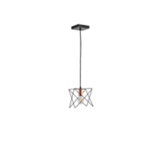 Imagine Lampa suspendată metalică cu un singur corp 1XE27 Max 15W Ø175X1240mm Neagră Arte Illumina Brawck