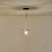 Imagine Lampa suspendată metalică cu un singur corp 1XE27 Max 15W Ø175X1240mm Neagră Arte Illumina Brawck