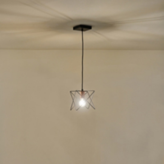 Imagine Lampa suspendată metalică cu un singur corp 1XE27 Max 15W Ø175X1240mm Neagră Arte Illumina Brawck