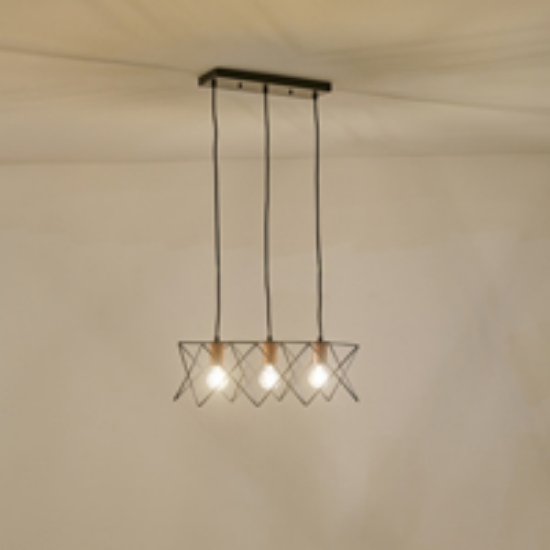 Imagine Lumină suspendată metalică 3 lumini 3XE27 max 15W 517X175X1240mm negru Arte Illumina Brawck