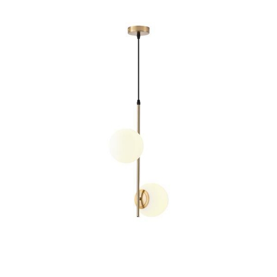 Imagine Lumină suspendată metal-sticlă 2 lumini 2x27 max 15W 320x150x1550mm alb-bronz Arte Illumina Orba