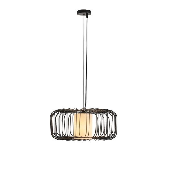 Imagine Lumină suspendată metalică single light 1XE27 max 15W Ø450X1520mm neagră Arte Illumina Airy