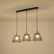 Imagine Lumină suspendată metalică 3 lumini 3XE27 Max 15W 760X200X1260mm Neagră Arte Illumina NET