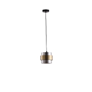 Imagine Lampa suspendată metal-sticlă cu un singur bec 1XE27 max 15W Ø180X1205mm negru-aurie Arte Illumina Reliac