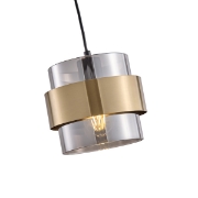 Imagine Lampa suspendată metal-sticlă cu un singur bec 1XE27 max 15W Ø180X1205mm negru-aurie Arte Illumina Reliac