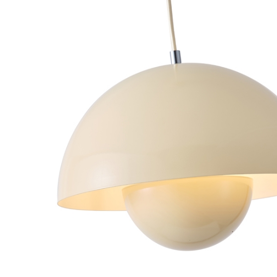 Imagine Lumină suspendată metalică cu un singur corp 1XE27 Max 15W Ø300X1290mm Cremă Arte Illumina Jarden