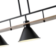 Imagine Lumină suspendată din lemn și metal 3 lumini 3xE27 max 15W 780x180x865mm negru Arte Illumina Cono