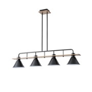 Imagine Lumină suspendată din lemn și metal 4 lumini 4X27 Max 15W 1030X180X865mm negru Arte Illumina Cono