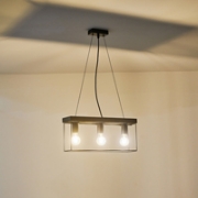 Imagine Lumină suspendată din lemn și metal 3 lumini 3xE27 Max 15W 480X125X1230mm negru-maro Arte Illumina Multipla
