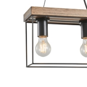 Imagine Lumină suspendată din lemn și metal 3 lumini 3xE27 Max 15W 480X125X1230mm negru-maro Arte Illumina Multipla