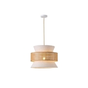 Imagine Lampa suspendată metal-textil unică 1XE27 max 15W Ø400X1310mm crem-alb Arte Illumina Isla