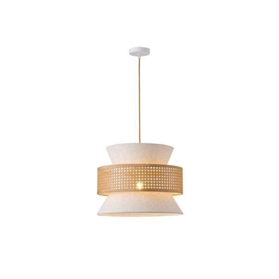 Imagine Lampa suspendată metal-textil unică 1XE27 max 15W Ø400X1310mm crem-alb Arte Illumina Isla