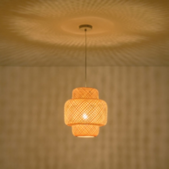 Imagine Lampa suspendată din bambus cu un singur punct de lumină 1XE27 Max 15W Ø310X1480mm crem Arte Illumina Aura