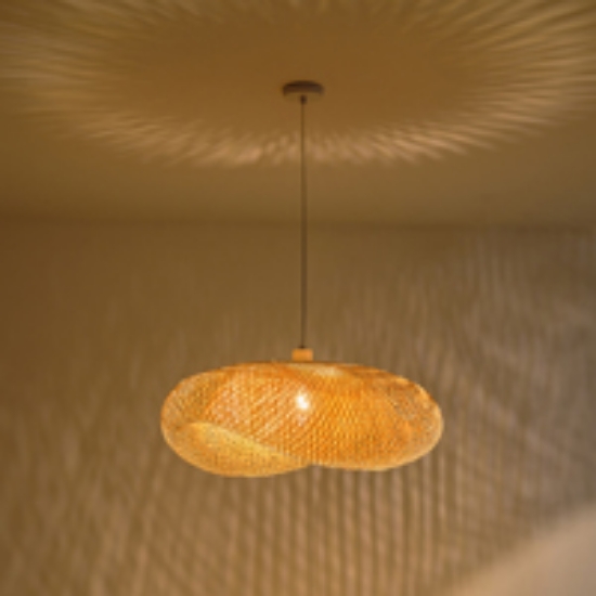 Imagine Lampa suspendată din bambus cu un singur corp de iluminat 1XE27 Max 15W Ø760X1470mm crem Arte Illumina Lagoon