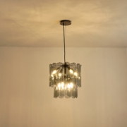 Imagine Lustră metalică-sticlă 8 lumini 8x14 max 8W 420x1500mm negru Arte Illumina MIRA