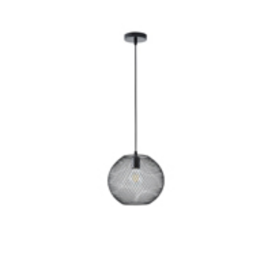 Imagine Lumină suspendată metalică cu un singur corp 1XE27 Max 15W Ø350X1360mm Negru Arte Illumina Mesh