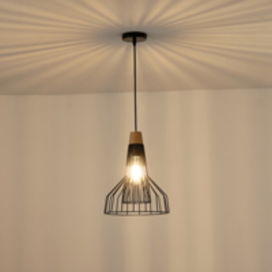 Imagine Lampa suspendată metalică cu un singur corp 1XE27 max 15W 260X1240mm neagră Arte Illumina Tassel