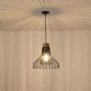 Imagine Lampa suspendată metalică cu un singur corp de iluminat 1XE27 Max 15W Ø360X1380mm neagră Arte Illumina Tassel