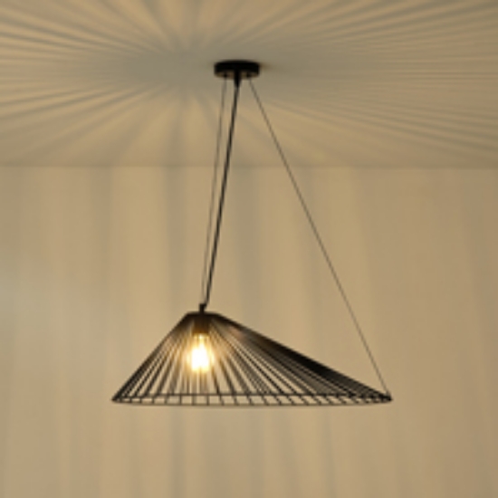 Imagine Lumină suspendată metalică cu un singur corp 1xE27 Max 15W Ø600x1300mm neagră Arte Illumina RAY
