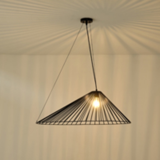 Imagine Lumină suspendată metalică cu un singur corp 1xE27 max 15W Ø800x1360mm neagră Arte Illumina RAY