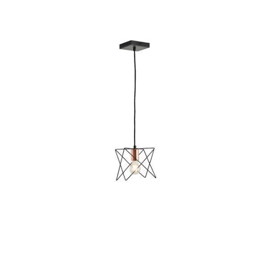 Imagine Lumină suspendată metalică cu un singur corp 1xE27 Max 15W 175x1240mm neagră Arte Illumina Brawck