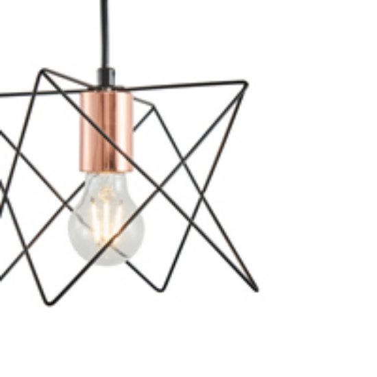 Imagine Lumină suspendată metalică cu un singur corp 1xE27 Max 15W 175x1240mm neagră Arte Illumina Brawck