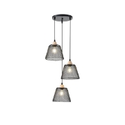 Imagine Lustră metalică 3 lumini 3XE27 max 15W Ø370X1260mm rozetă neagră Arte Illumina NET