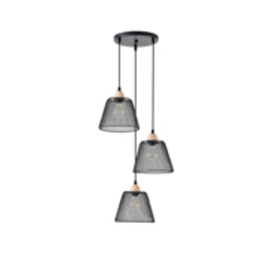 Imagine Lustră metalică 3 lumini 3XE27 max 15W Ø370X1260mm rozetă neagră Arte Illumina NET