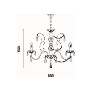 Imagine Lampa suspendată metal-cristal 6 lumini 6XE14 max 8W 650x1560mm argintie Arte Illumina Heir