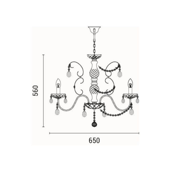 Imagine Lampa suspendată metal-cristal 6 lumini 6XE14 max 8W 650x1560mm argintie Arte Illumina Heir