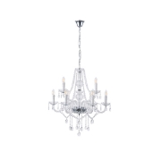 Imagine Lampa suspendată metal-cristal 9 lumini 9x14E Max 8W 710x1750mm argintie Arte Illumina Kristallo