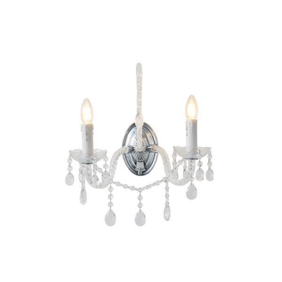 Imagine Aplica metal-cristal 2 lumini 2xE14 max 8W 330x425mm argintie Arte Illumina Kristallo